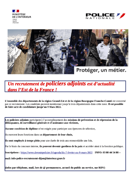 Recrutement policiers Est France