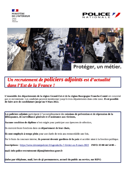 Recrutement policiers Est France Recrutement policiers Est France