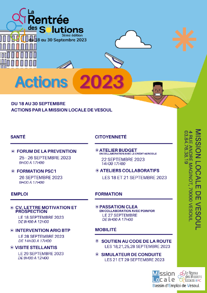 Actions Rentrée des Solutions 2023 - Mission Locale de Vesoul